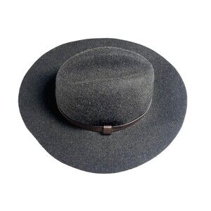 J Crew Gray 100% Wool Fedora Hat with Leather Band Size M/L